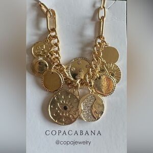 Copacabana Gold-Tone Coin Charm Statement Necklace